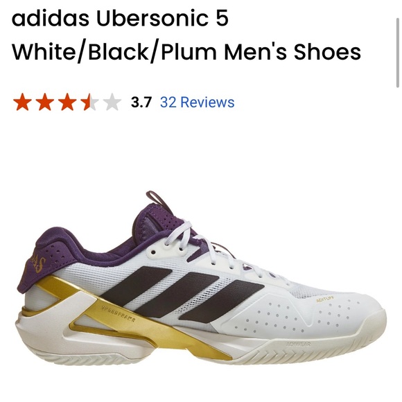 Adidas Adizero Ubersonic 5 M NM White Black Purple Tennis Shoes